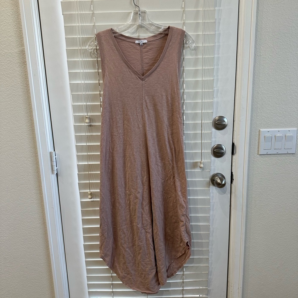 Z Supply Cream and Pink Asymmetrical Sundress Sleeveless V-Neck